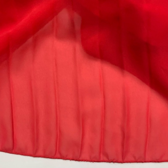 ASOS Red Chiffon Pleated Trapeze Dress w. Ruffle Neckline & Tie - Size 10 - Picture 14 of 16